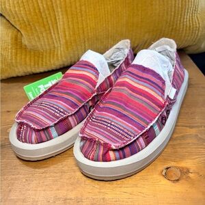 Sanuk Colorful Striped Slip-On Flats